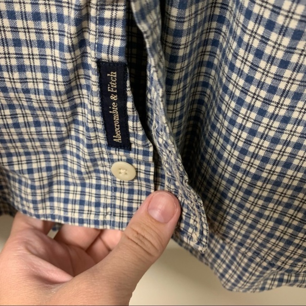 Abercrombie & Fitch 100% Cotton Blue/White Plaid Button Down Shirt Size‎ Large - Picture 2 of 5